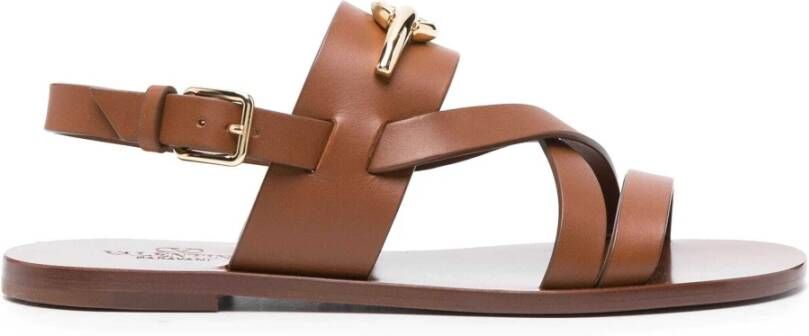 Valentino Garavani Flat Sandals Brown Dames