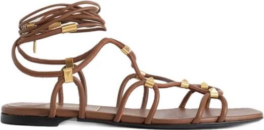 Valentino Garavani Bruine Leren Sandalen voor Vrouwen