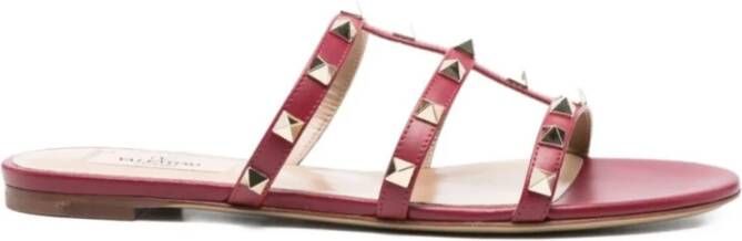 Valentino Garavani Fuchsia Platte zool Rockstud Sandalen