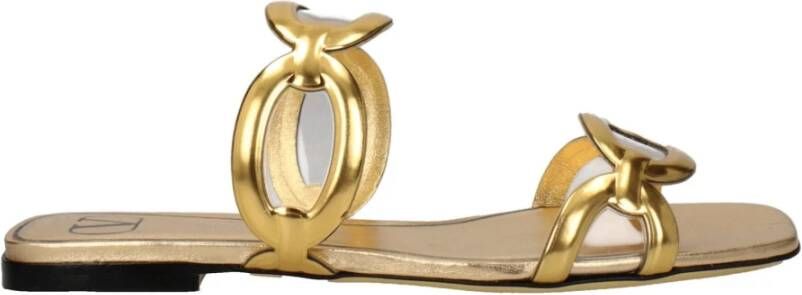 Valentino Garavani Gouden Leren Slof Casual Stijl