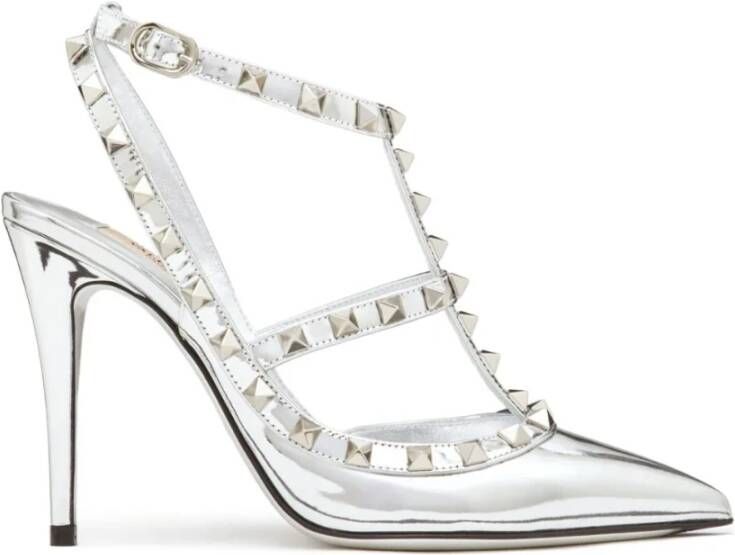 Valentino Garavani Zilveren Rockstud Patent Leren Pumps Gray Dames