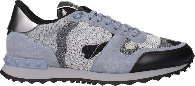Valentino Garavani Grijze Stoffen Atletische Sneakers Street Style