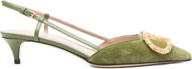 Valentino Garavani Groene Velvet Slingback Pumps