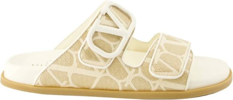 Valentino Garavani Iconographe Platte Sandalen Ivory Beige Dames