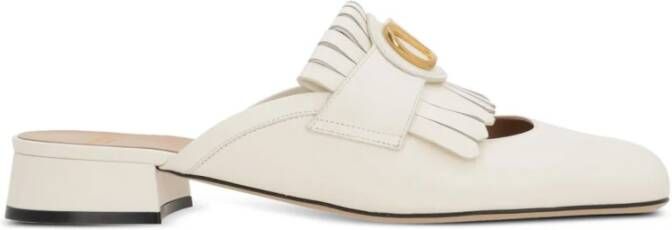 Valentino Garavani Ivory Fringe Cut-Out Sandalen