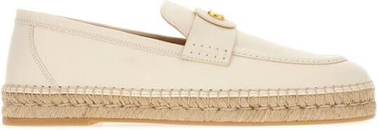 Valentino Garavani Ivory Leather VLogo Espadrilles