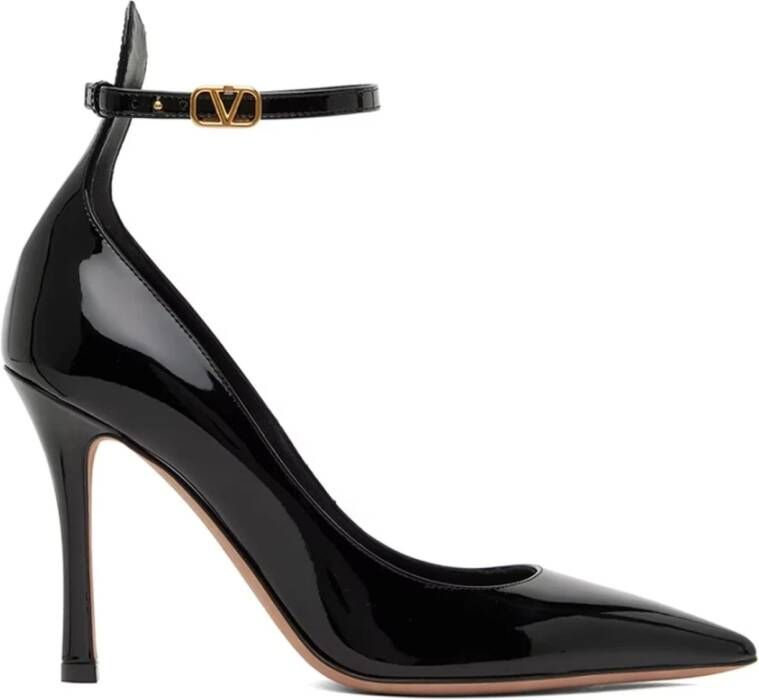 Valentino Garavani Zwarte Lakleren Pumps met Puntige Neus
