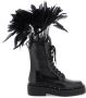 Valentino Garavani Leren Rockstud Combat Boots met Veren Black Dames - Thumbnail 1