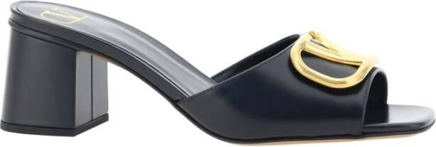 Valentino Garavani Zwarte Sandalen van Kalfsleer met Logo Black Dames