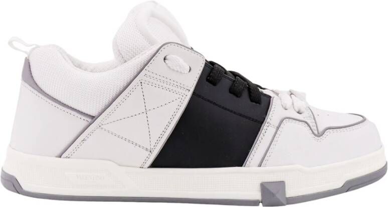 Valentino Garavani Leren vetersneakers met V Logo Grijs Heren