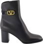 Valentino Garavani Zwarte Leren Laarzen met Decoratief VLogo Detail Black Dames - Thumbnail 1