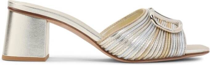 Valentino Garavani Metallic Leren Slippers Elegante Hakken