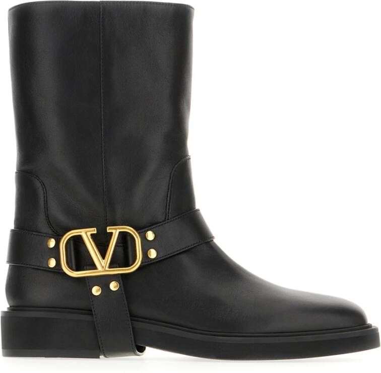 Valentino Garavani Zwarte VLogo Signature Square Toe Laarzen Black Dames