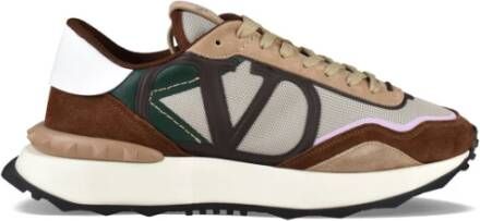 Valentino Garavani Netrunner Sneakers Beige Bruin Suède met Leren Accenten Bruin Heren