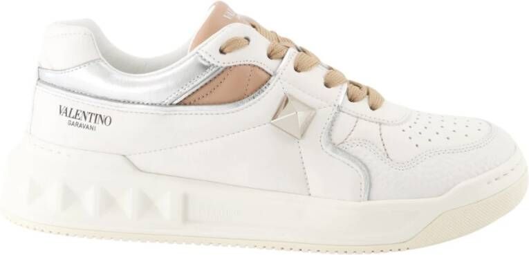 Valentino Garavani One Stud Veterschoenen van Bicolor Leer White Dames