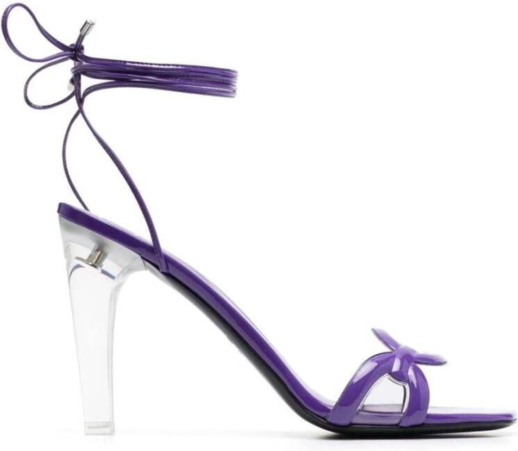 Valentino Garavani Paarse Leren Ketting Sandalen Purple Dames