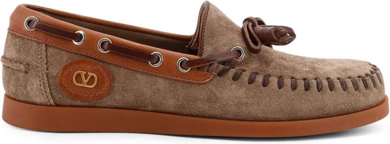 Valentino Garavani Platte Leren Schoenen Metalen V-Logo