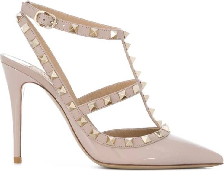 Valentino Garavani Poederroze Rockstud Enkelband Pumps Pink Dames