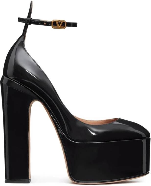 Valentino Garavani Zwarte Patentleren Tan-Go Platform Pumps Black Dames