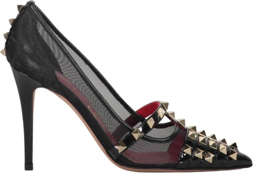 Valentino Garavani Pumps met studs en mesh met spitse neus