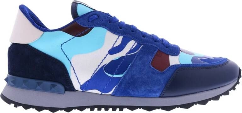 Valentino Garavani Rockrunner camouflage low-top sneakers Blauw Heren