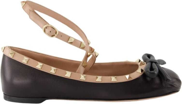 Valentino Garavani Rockstud Veterschoen Ballerina Flats Black Dames