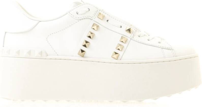 Valentino Garavani Rockstud Flatform Leren Sneakers White Dames