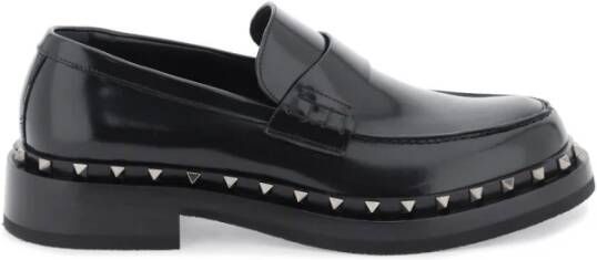 Valentino Garavani Rockstud Mocassins met Ruthenium-Finish Studs Black Heren