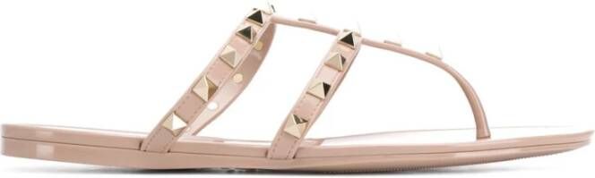 Valentino Garavani Rockstud Spike Platte Sandalen Pink Dames