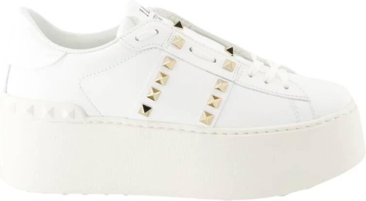 Valentino Garavani Rockstud Flatform Leren Sneakers White Dames