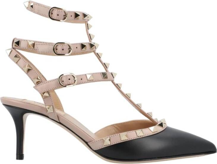 Valentino Garavani Rockstud Zwarte Leren Cage Pumps