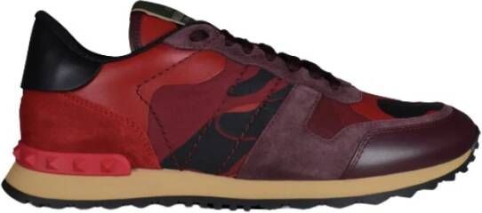 Valentino Garavani Rode Camo Sneakers met Studs Rood Heren