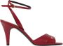 Valentino Garavani Sandalen Red Leather Sandals With V Logo And Ankle Strap in rood - Thumbnail 1