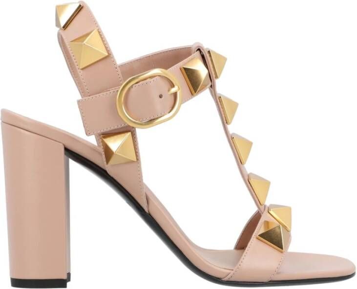 Valentino Garavani Romeinse Stud Sandalen in Roze Leer