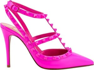 Valentino Garavani Roze Leren Pumps met Verstelbare Band Roze Dames