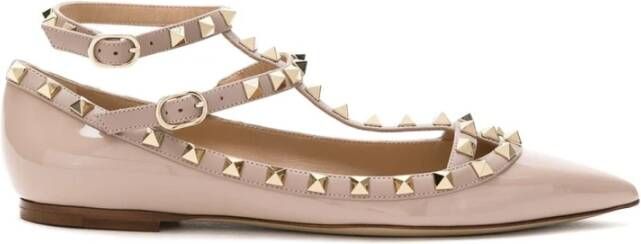 Valentino Garavani Roze Leren Studded Ballet Flats Pink Dames