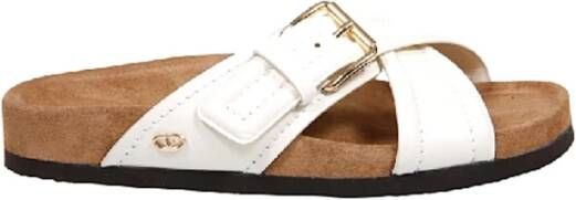 Valentino Garavani Witte Leren Platte Sandalen Elegante Stijl