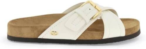 Valentino Garavani Witte Leren Platte Sandalen Elegante Stijl White Dames
