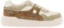 Valentino Garavani Studded Lace-Up Leren Sneakers Beige Heren - Thumbnail 1