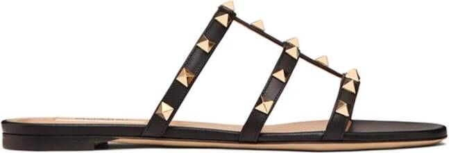 Valentino Garavani Slides Sandalen Zwart Leer Black Dames