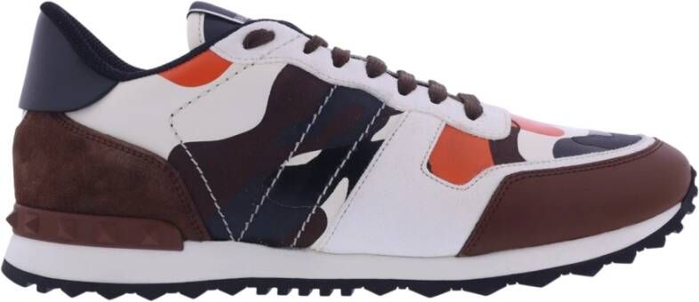 Valentino Garavani Sneakers van synthetisch leer en suède Bruin Heren