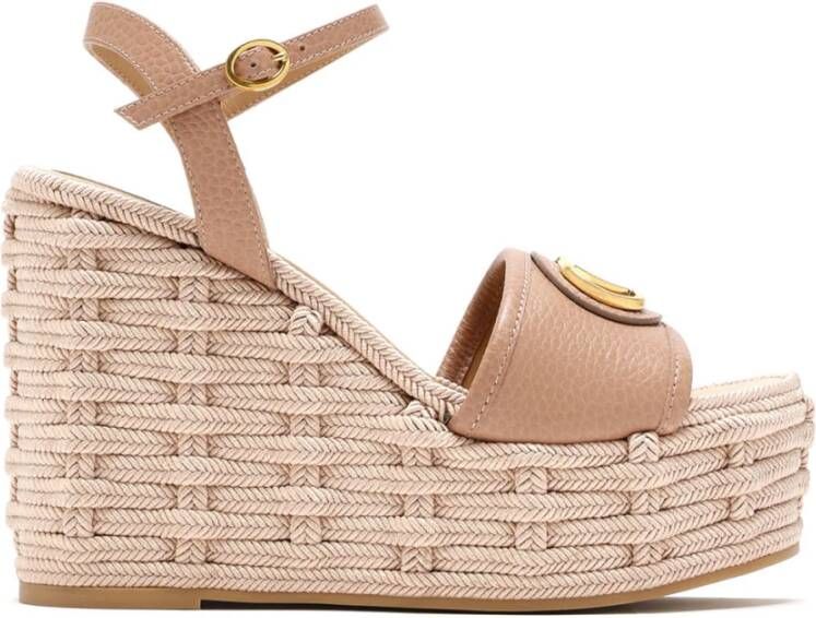 Valentino Garavani Vlogo Signature Wedge Sandal In Grainy Calfskin 120mm