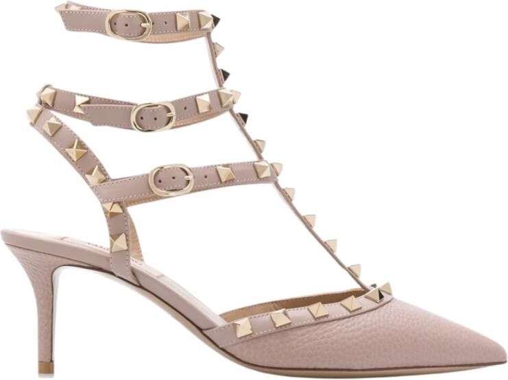 Valentino Garavani Studded Leather Slingback Heels Pink Dames