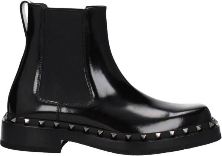 Valentino Garavani Studded Leren Enkellaarzen met Rubberen Zool