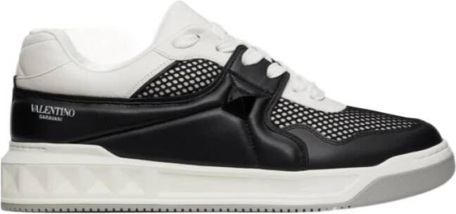 Valentino Garavani Studded Mesh en Nappa Leren Sneakers Black Heren