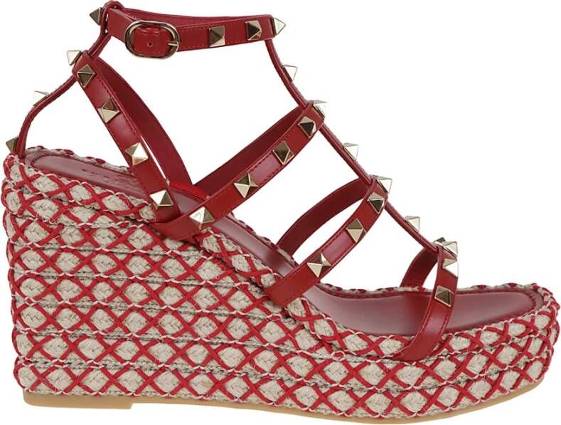 Valentino Garavani Studded Wedge Espadrilles met Enkelband