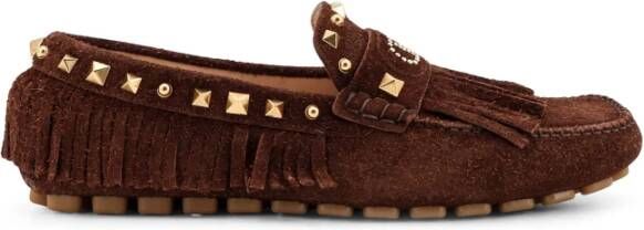 Valentino Garavani Suède Fringe Loafer met Vlogo Patch