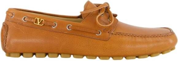 Valentino Garavani Tabak Leren Bootschoen Loafer
