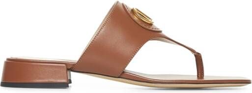 Valentino Garavani Tabaksleren Sandalen met VLogo Accessoire