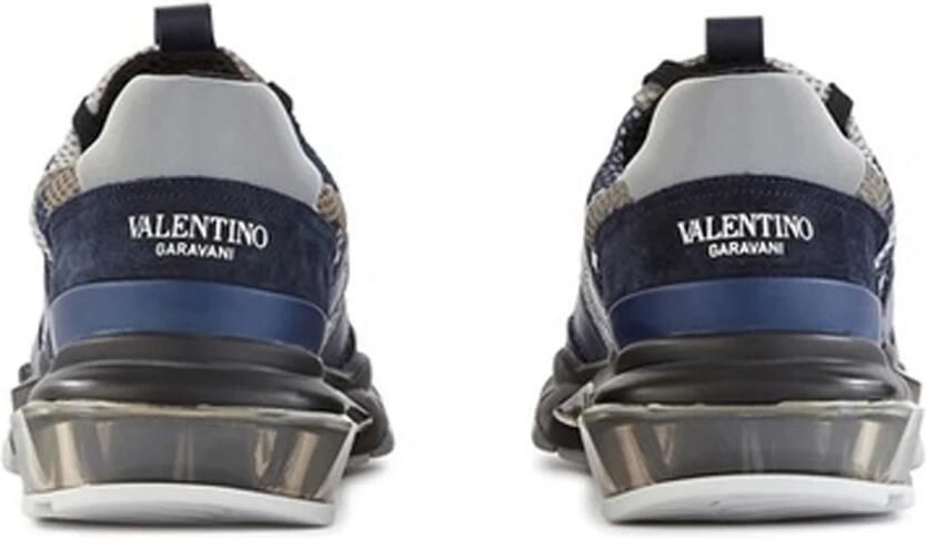Valentino Garavani Italiaanse stoffen sneakers met leren details Blue Heren - Foto 2